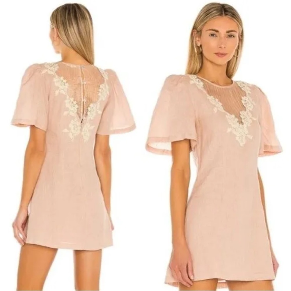 Tularosa Blush Pink Lace-Trim Mini Dress